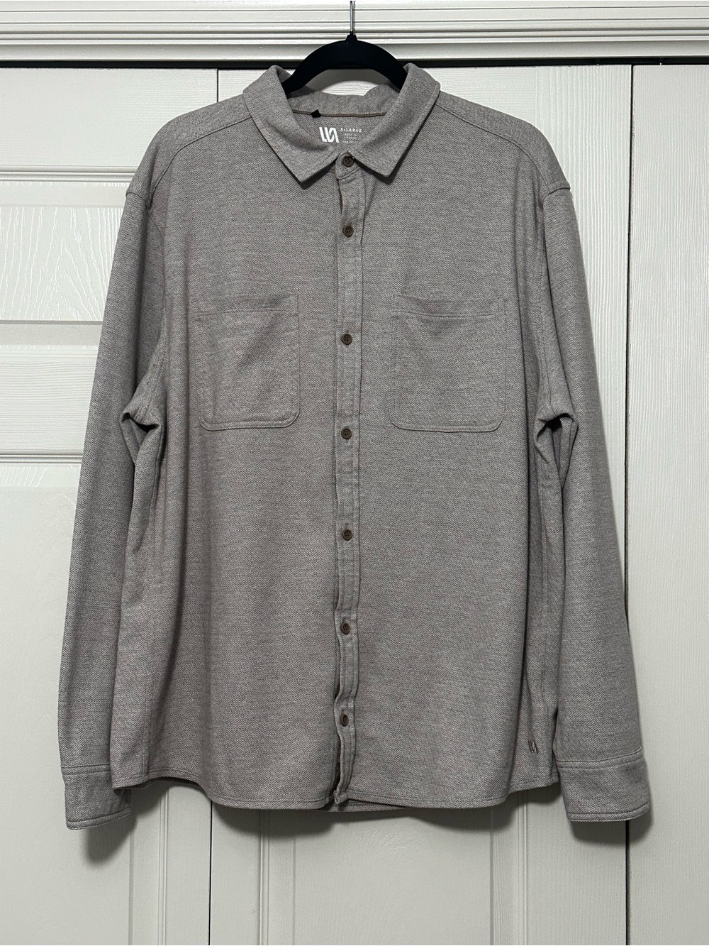 VRST Men's Long Sleeve Textured Knit Button Down Shirt Brown Herringbone Size XL